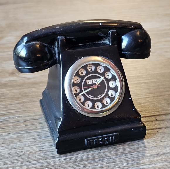 Rare Vintage Collectible Fossil Miniature Phone Clock - Picture 4 of 13